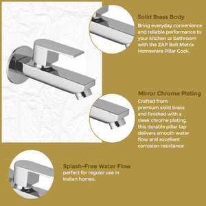 Bolt Short Body Tap - Brass Chrome Plated - Rust/Lead Free