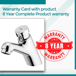 Auto Push Pillar Faucet • Self Closing • Brass Chrome • Kitchen Sink/Wash Basin