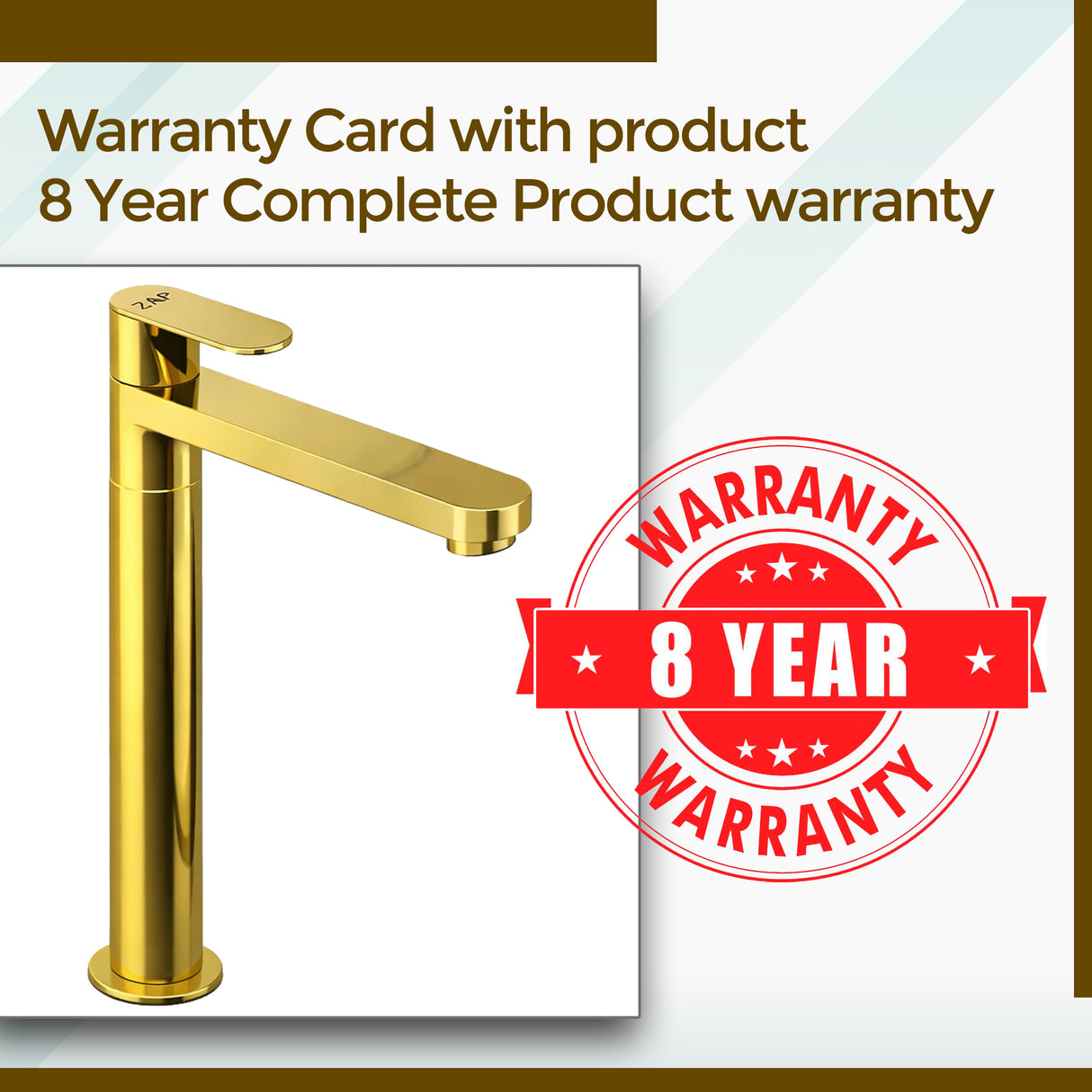 Ocean Pillar Tap • Brass Finish • Hot and Cold • Wash Basin/Sink/Vanity • Gold • 11-Inch