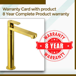 Ocean Pillar Tap • Brass Finish • Hot and Cold • Wash Basin/Sink/Vanity • Gold • 11-Inch