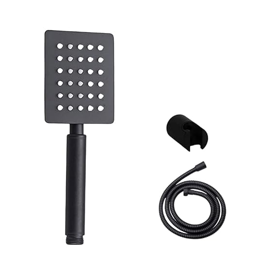 ZAP Ultra ZX 3452 Stainless Steel Handheld Shower | Square High Pressure Hand Shower with Chrome Finish | Rust-Resistant, Easy to Install (BLACK)