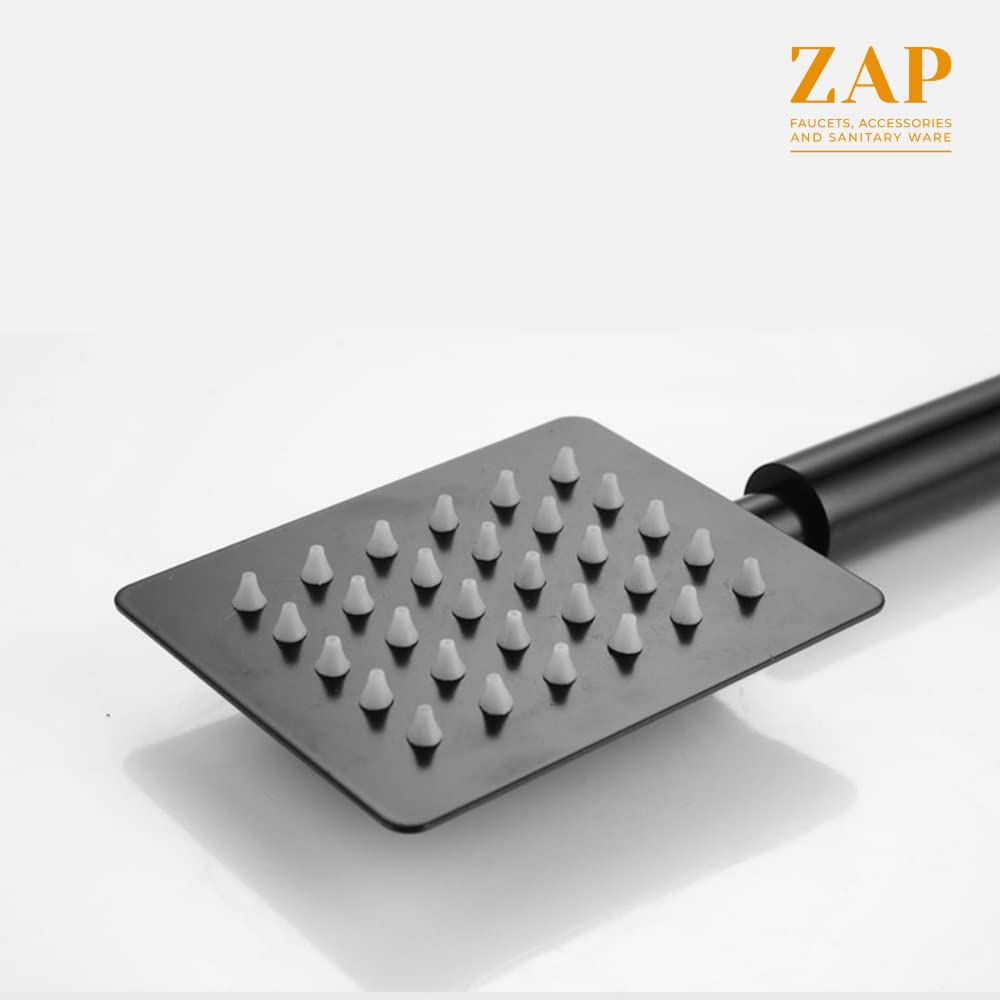 ZAP Ultra ZX 3452 Stainless Steel Handheld Shower | Square High Pressure Hand Shower with Chrome Finish | Rust-Resistant, Easy to Install (BLACK)