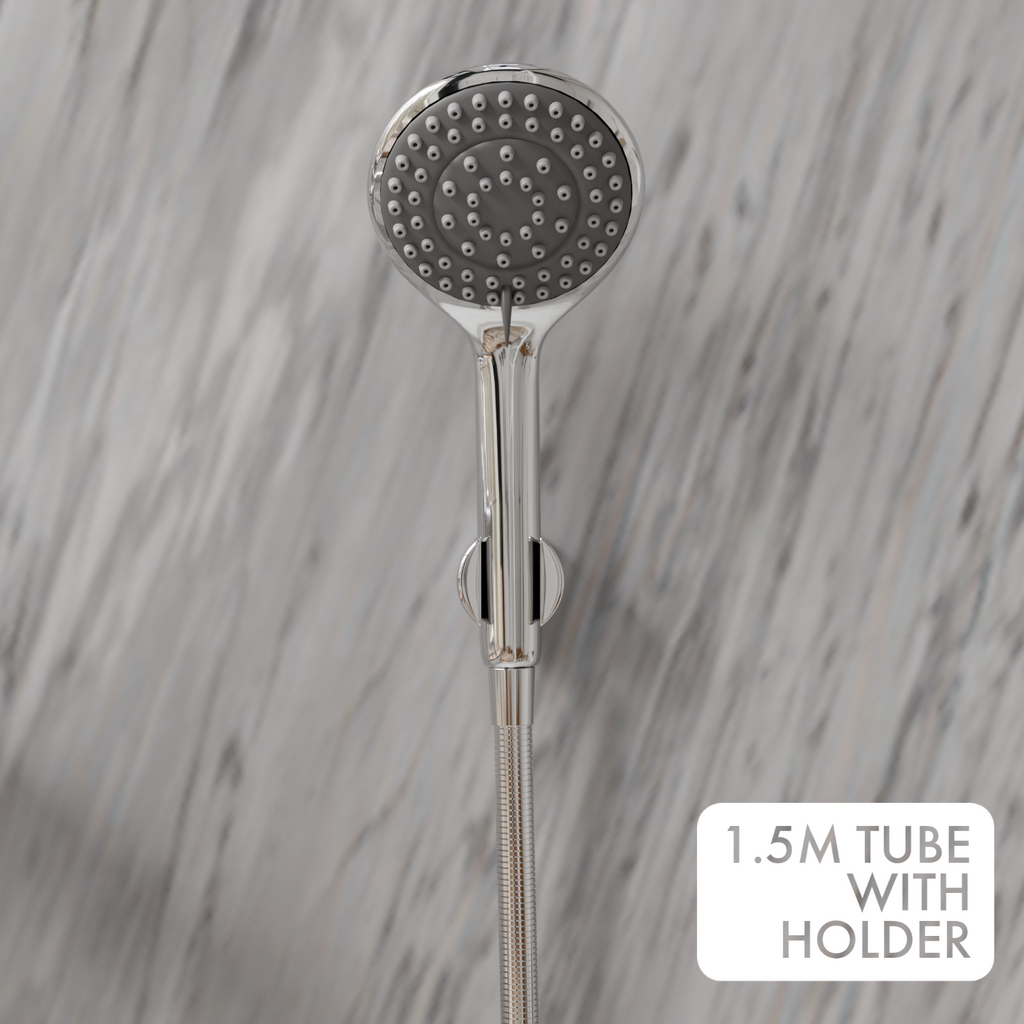 Caster Series High Grade Brass 2 in 1 Wall Mixer with Crutch & Multi Flow Hand Shower with 1.5 Meter Stainless Steel Hose