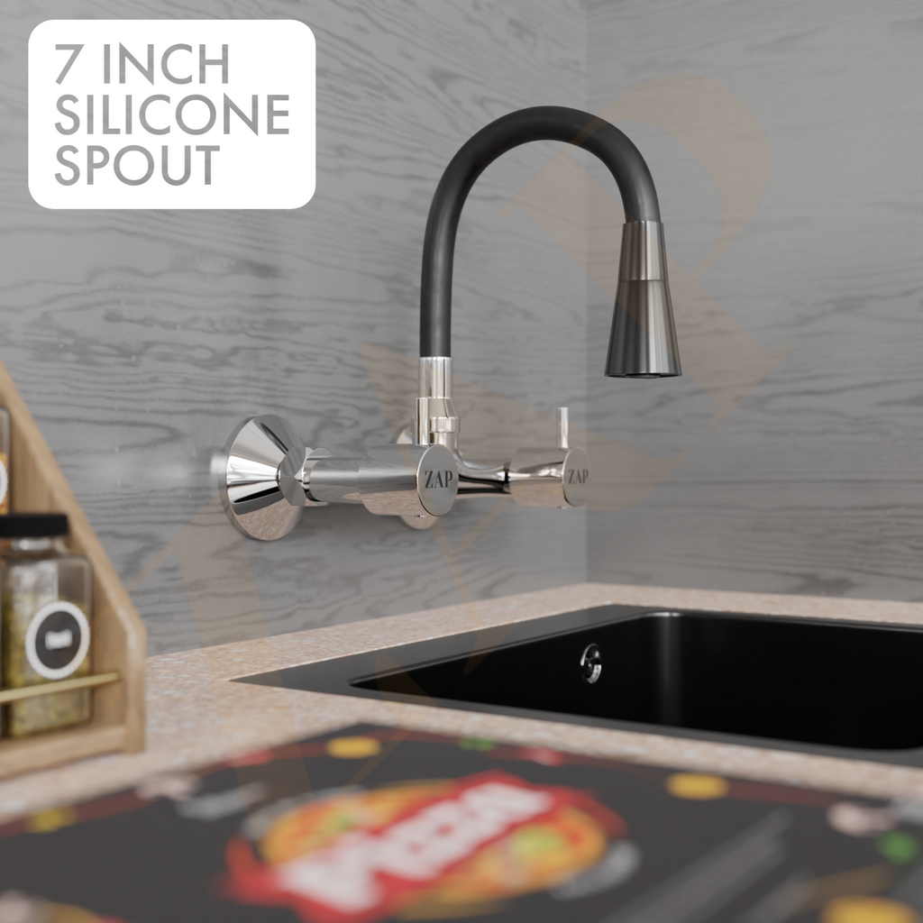 Elixir Series Dual Flow Sink Mixer, 7 Inch Silicone Spout, Brass Kitchen Sink Faucet, Hot & Cold Water Tap