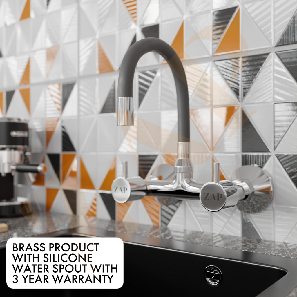Elixir Series Dual Flow Sink Mixer, 7 Inch Silicone Spout, Brass Kitchen Sink Faucet, Hot & Cold Water Tap