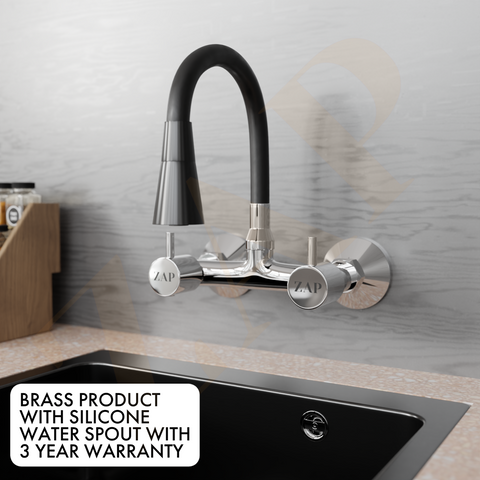 Elixir Series Dual Flow Sink Mixer, 7 Inch Silicone Spout, Brass Kitchen Sink Faucet, Hot & Cold Water Tap