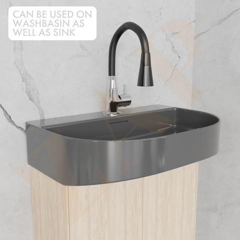 Swan Neck Dual Flow Brass Sink Cock, 7 Inch Silicone Spout, Modern Kitchen Faucet with Flexible Swivel Spout (Black)