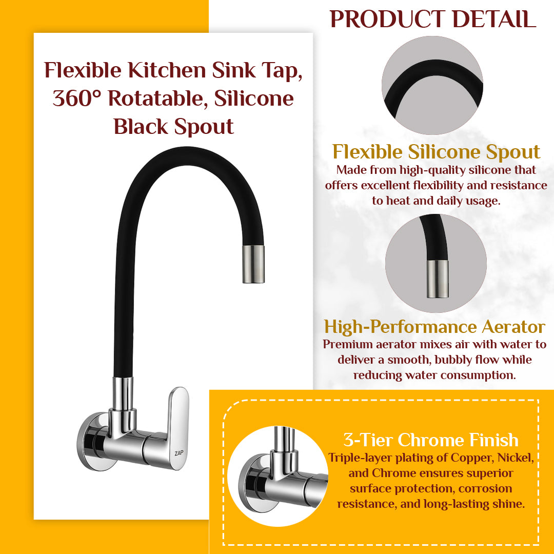 Opel Black Brass Dual-Flow Flexible Sink Tap