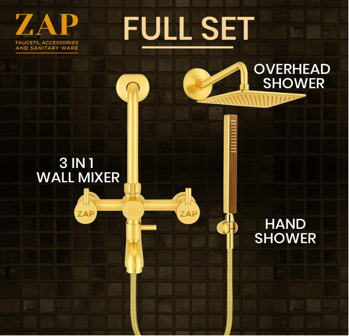 Elixir Gold 3-in-1 Mixer Tap with Shower Set