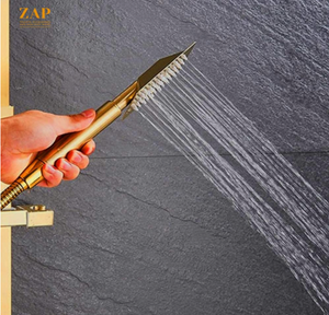 ltra ZX 2212 Gold Stainless Steel Handheld Shower | Square Design with Chrome Finish and High Pressure (With Hose Pipe Set)