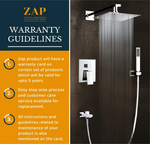 ltra ZX 2212 Gold Stainless Steel Handheld Shower | Square Design with Chrome Finish and High Pressure (With Hose Pipe Set)
