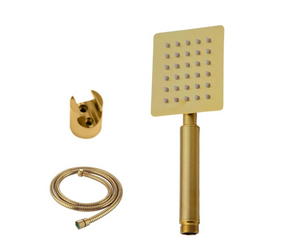 ltra ZX 2212 Gold Stainless Steel Handheld Shower | Square Design with Chrome Finish and High Pressure (With Hose Pipe Set)