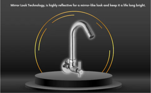 Mini Terrim Swan Neck Faucet • 360 Degree Spout • Brass Chrome Finish • (21x2 Inch)