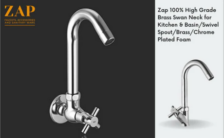 Classic Swan Neck Faucet • Brass Chrome • Kitchen/Basin