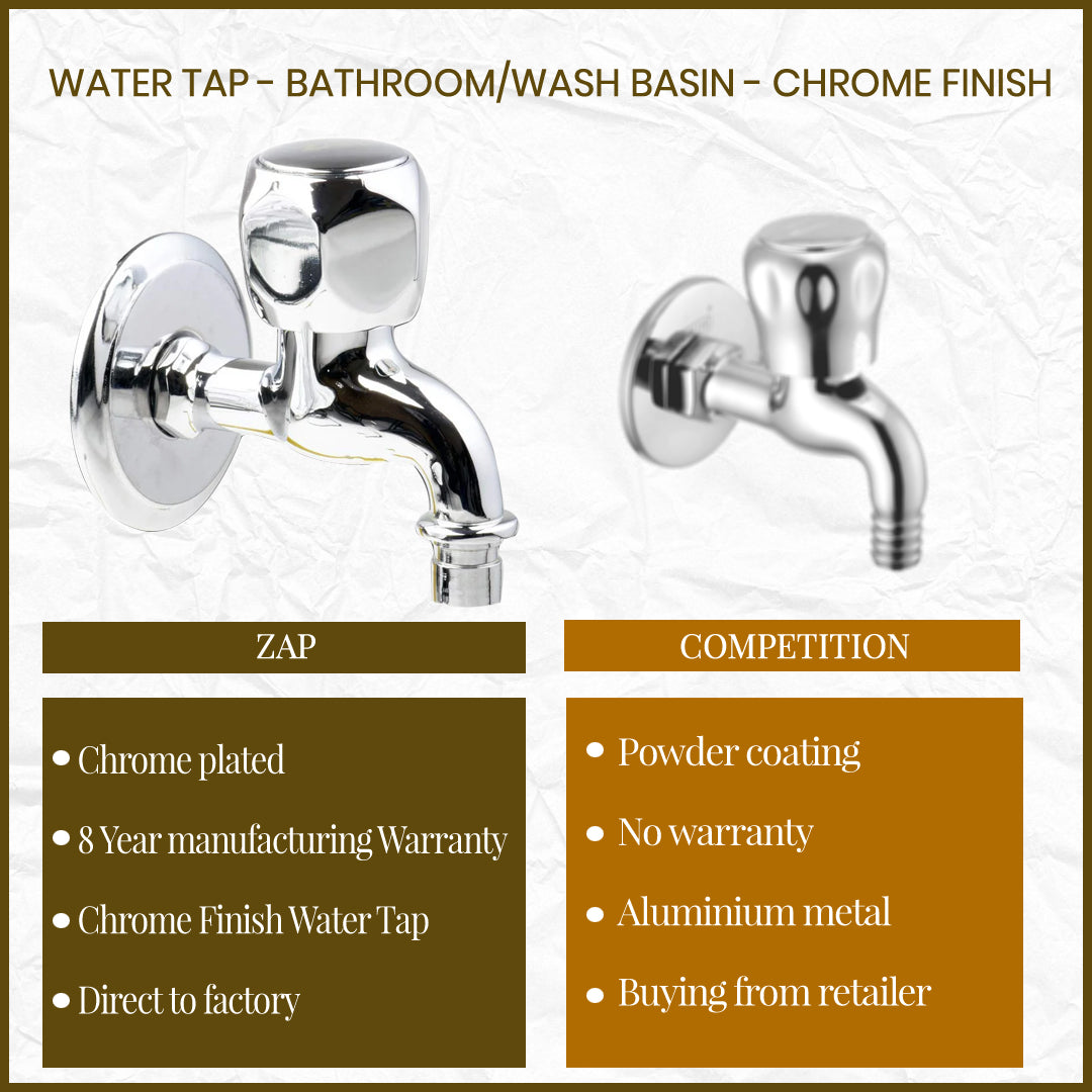 Water Tap - Bathroom/Wash Basin - Chrome Finish