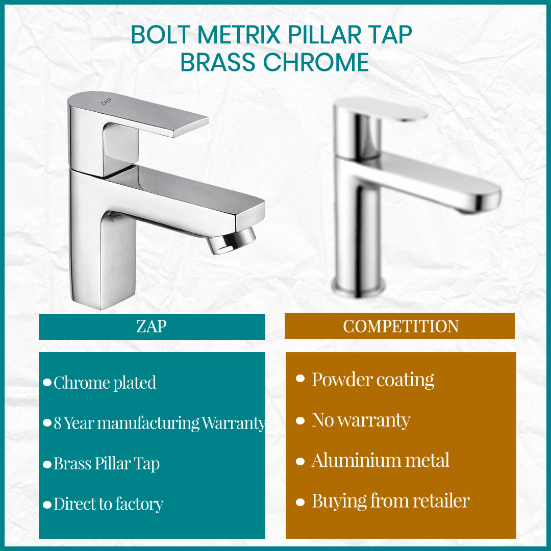 Bolt Metrix Pillar Tap • Brass Chrome