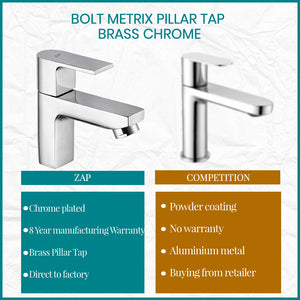 Bolt Metrix Pillar Tap • Brass Chrome