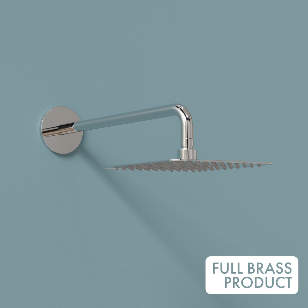 Brezza Series High Grade 100% Brass 3 in 1 Wall Mixer with Overhead Shower System Set and 125mm Long Bend Pipe for Bathroom (Chrome Finish)