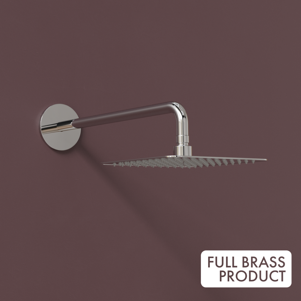 Arrow Series High Grade 100% Brass 3 in 1 Wall Mixer with Overhead Shower System Set and 125mm Long Bend Pipe for Bathroom (Chrome Finish)