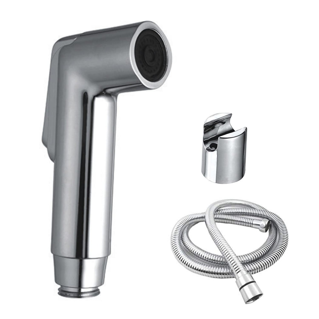 ABS Health Faucet Handheld Spray with 1.5 m Stainless Steel Tube and Wall Hook-Chrome Finish Bidet with Hose and Holder/Clutch Set