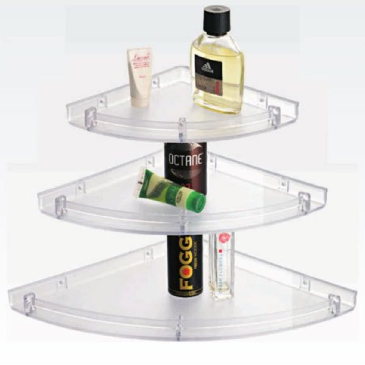 Hexa Series Premium Acrylic Bathroom Corner Shelf Super Clear, Corner Shelves for Home Decor - One Set (3 Pieces)
