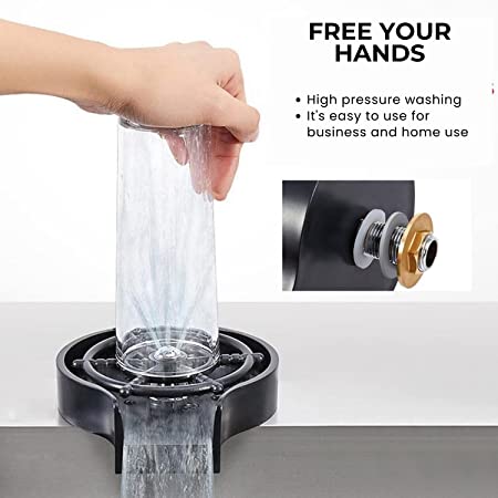 Zap Kitchen Taphole Sink Rinser ABS Bar Washer, Quick Cup Wash, Home/Milk Tea Glass Wash, Multi- Dimension Cleaning Rinser Shank/ Glass Rinser with Nozzle Set