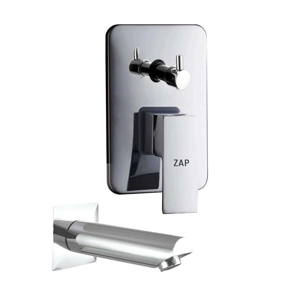 ZXR 80100 Complete Sqaure Diverter Set with Plate, Multi Flow Hand Shower, Spout and Body for Batthroom