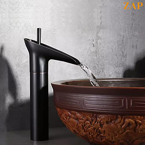 Bathroom Faucet with Waterfall Spout Bath Sink Faucets Single Handle One Hole Solid Brass Farmhouse Commercial Antique Lavatory Vanity Basin Mixer Tap (Oil-Rubbed Bronze)