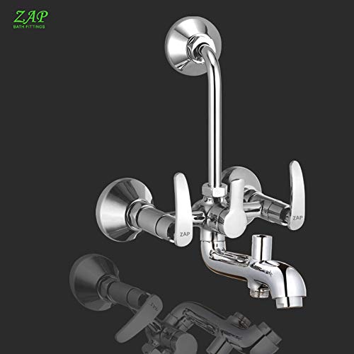 Arrow Series 100% High Grade Brass 3 in 1 Wall Mixer With Provision For Over Head Shower and 125mm Long Bend Pipe (Chrome)