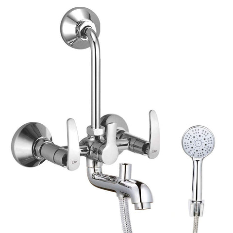Arrow Series 100% High Grade Brass 3 in 1 Wall Mixer with Crutch & Multi Flow Hand Shower with 1.5 Meter Flexible Tube (Chrome)