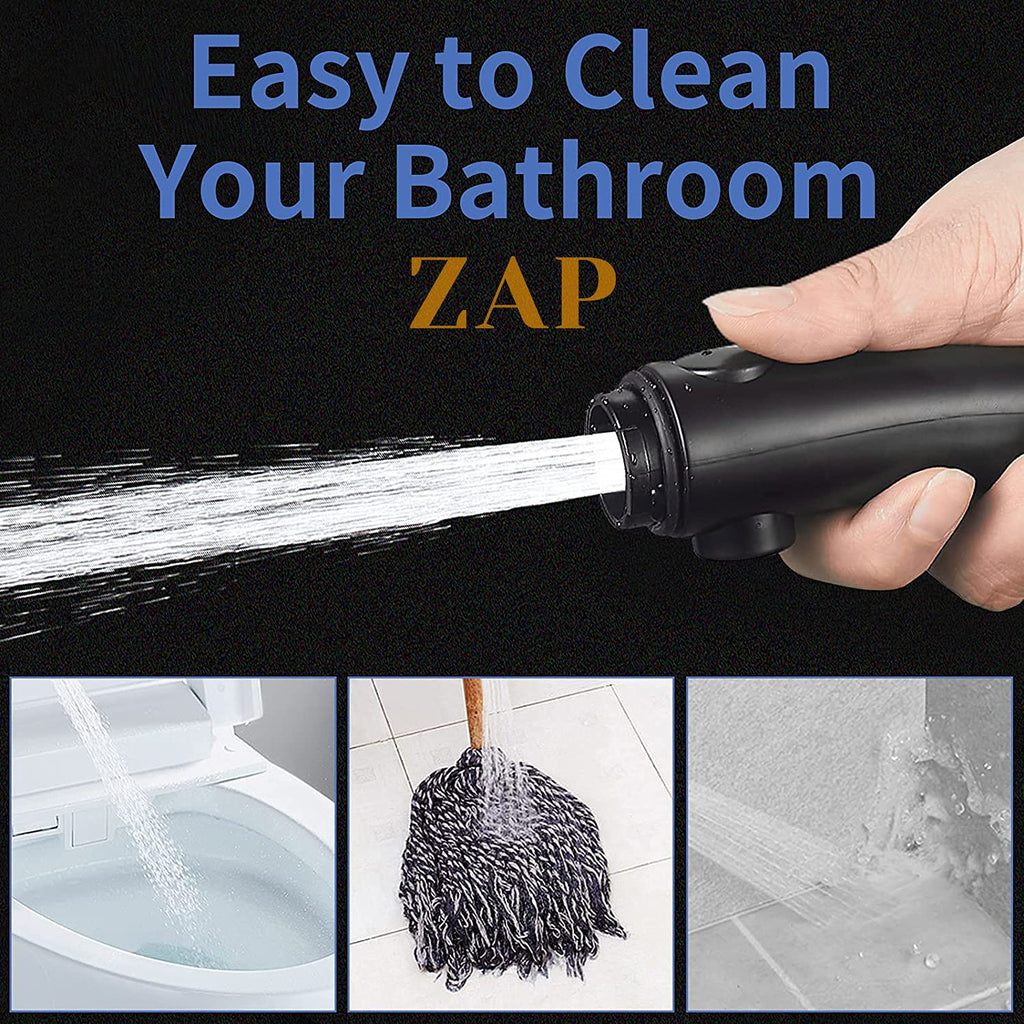 ZAP Exotic Handheld Shower set High Pressure Detachable Shower Head with Hand Spray & ON/OFF Pause Switch & 3 Spray Setting Showerhead with 1.5m Long Hose & Shower Stand wall Mounted (Black)