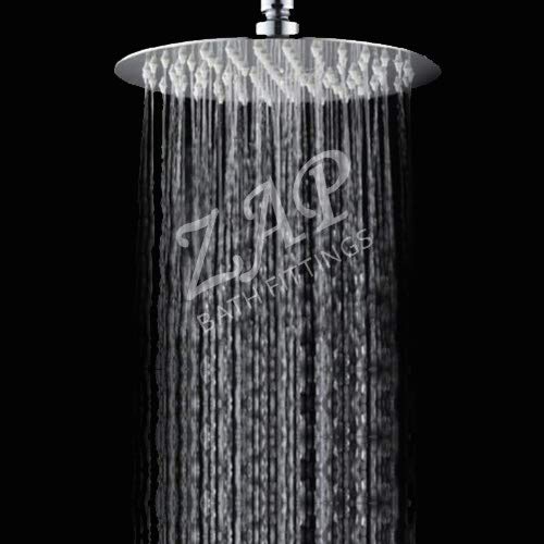 Hexa Ultra Slim Square 304 Grade Stainless Steel 12 Inch Circular Shower Over Curve Head Shower with Arm Combo (15 Inch)