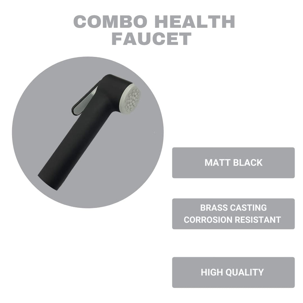 Black Matt Finish Brass Made Health Faucet Handheld Spray Hand Faucet Gun Shower Matt Finish Set of 2