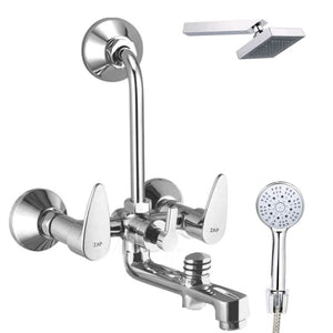 Breeza Deluxe 3-in-1 Brass Wall Mixer with Multi-Flow Hand Shower