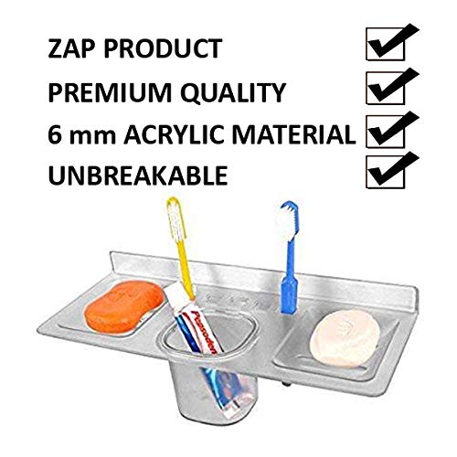 Deluxe Series 2 Pieces Transparent Plastic Unbreakable Soap Dish Tooth Brush Paste Holder Home Acrylic Bathroom Faucets Accessories 4 in 1 (Transparent)