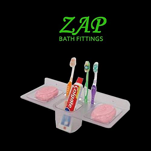 Deluxe Series 2 Pieces Transparent Plastic Unbreakable Soap Dish Tooth Brush Paste Holder Home Acrylic Bathroom Faucets Accessories 4 in 1 (Transparent)