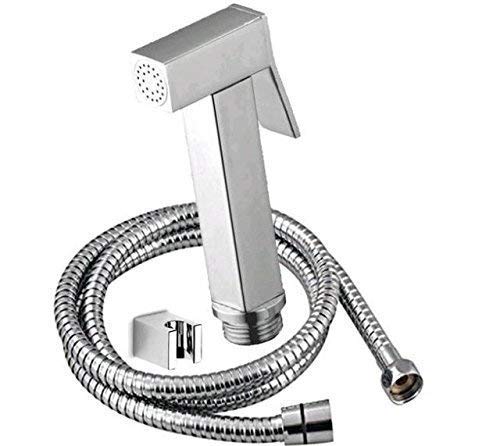 Cube Series Brass Health Faucet with Stainless Steel Tube(1.5 M) and ABS Hook (3)