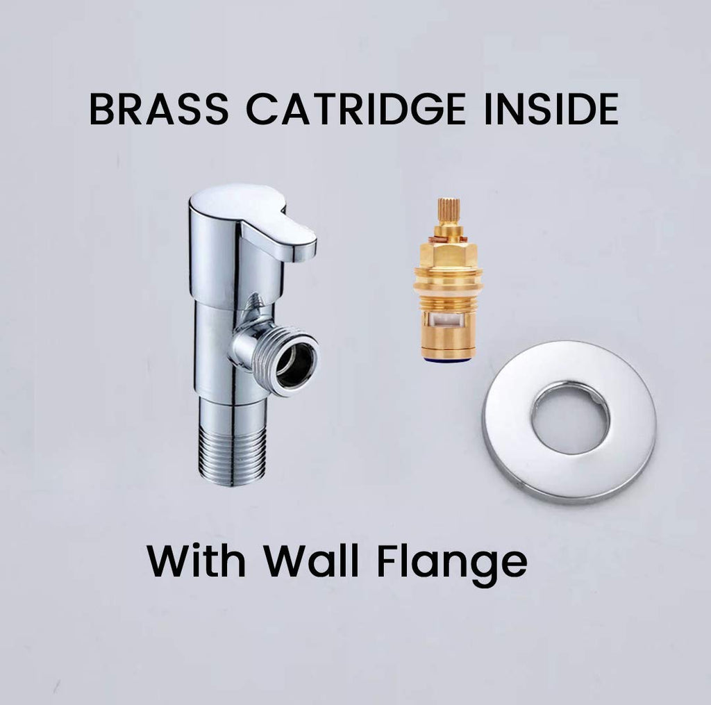 High Grade Brass Angle Cock/Valve of Brass for Bathroom/Kitchen with Connection Pipe Set of 2