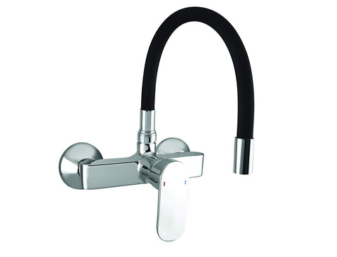Brass Sink Mixer Tap for Kitchen ZX -1967 Chrome Plated Black Hot/Cold Facility Wall Mount