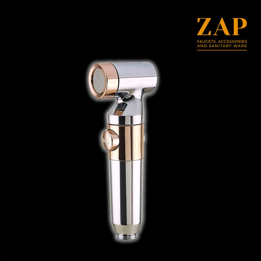 Combo of Ultra ZX 1034 Health Faucet/Handheld Toilet Jet Spray and Prime Brass Angle Cock for Bathroom(Chrome,Gold)