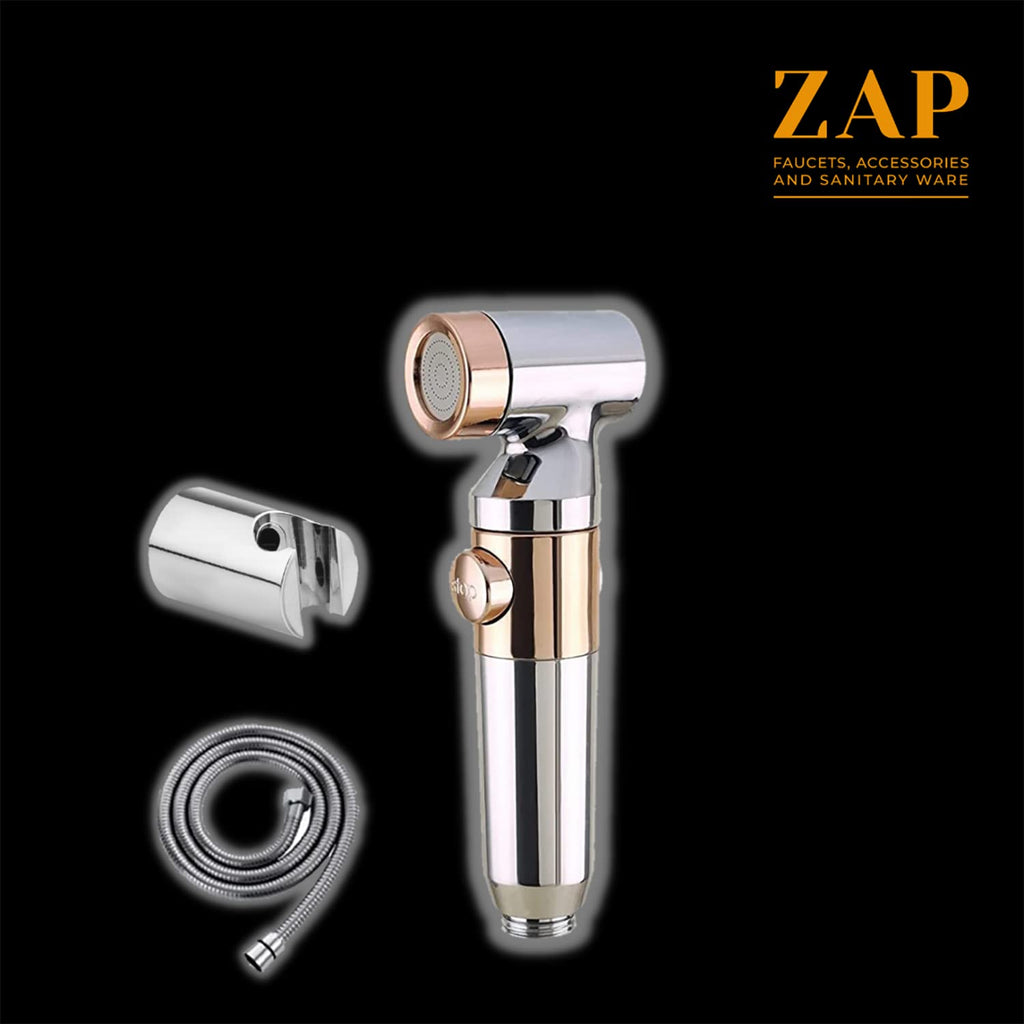 Combo of Ultra ZX 1034 Health Faucet with Stainless Steel Tube and Wall Hook for Bathroom and Prime Brass Angle Cock