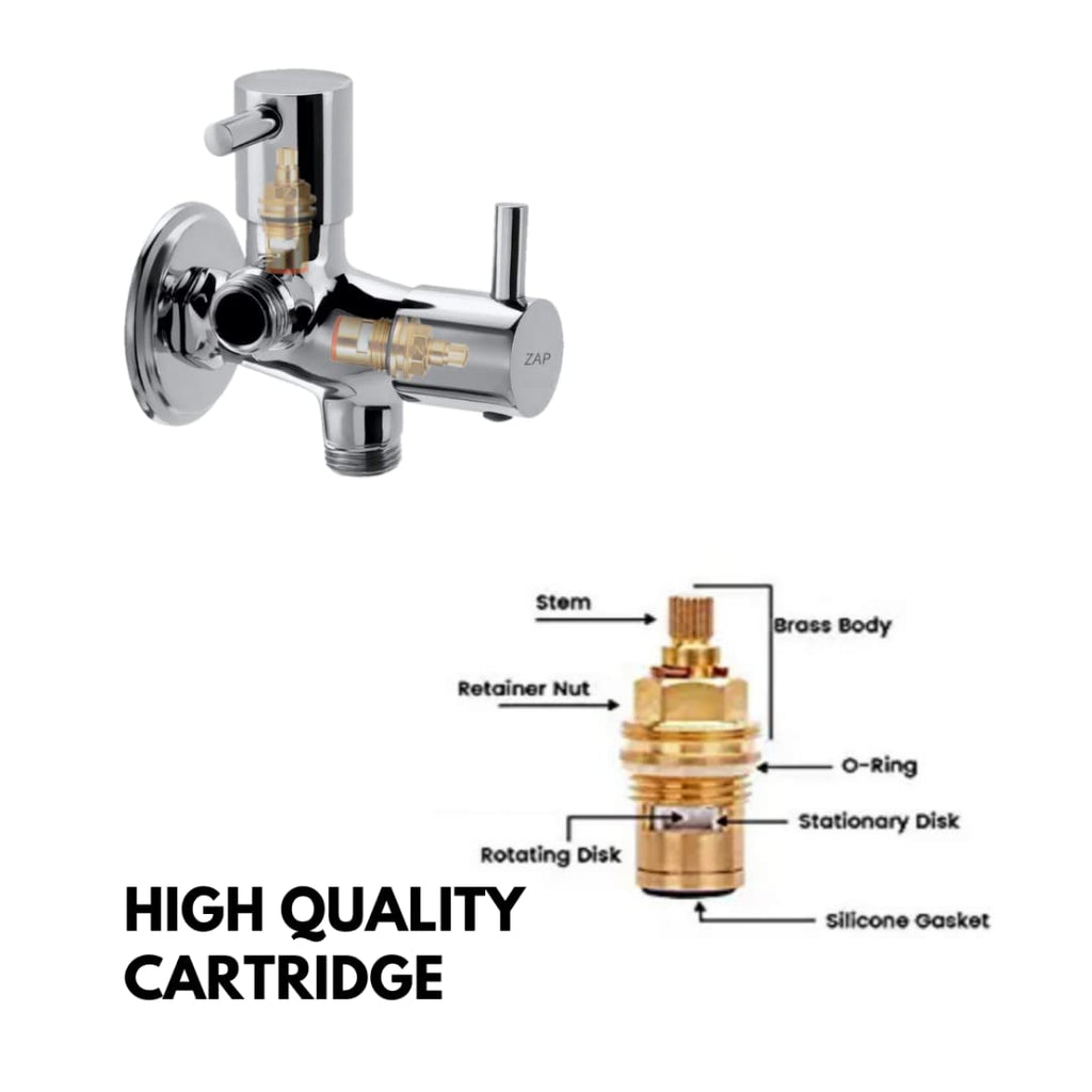 Combo of  Ultra ZX 1034 Health Faucet with Stainless Steel Tube and Wall Hook and Turbo Two in 1 Angle Valve