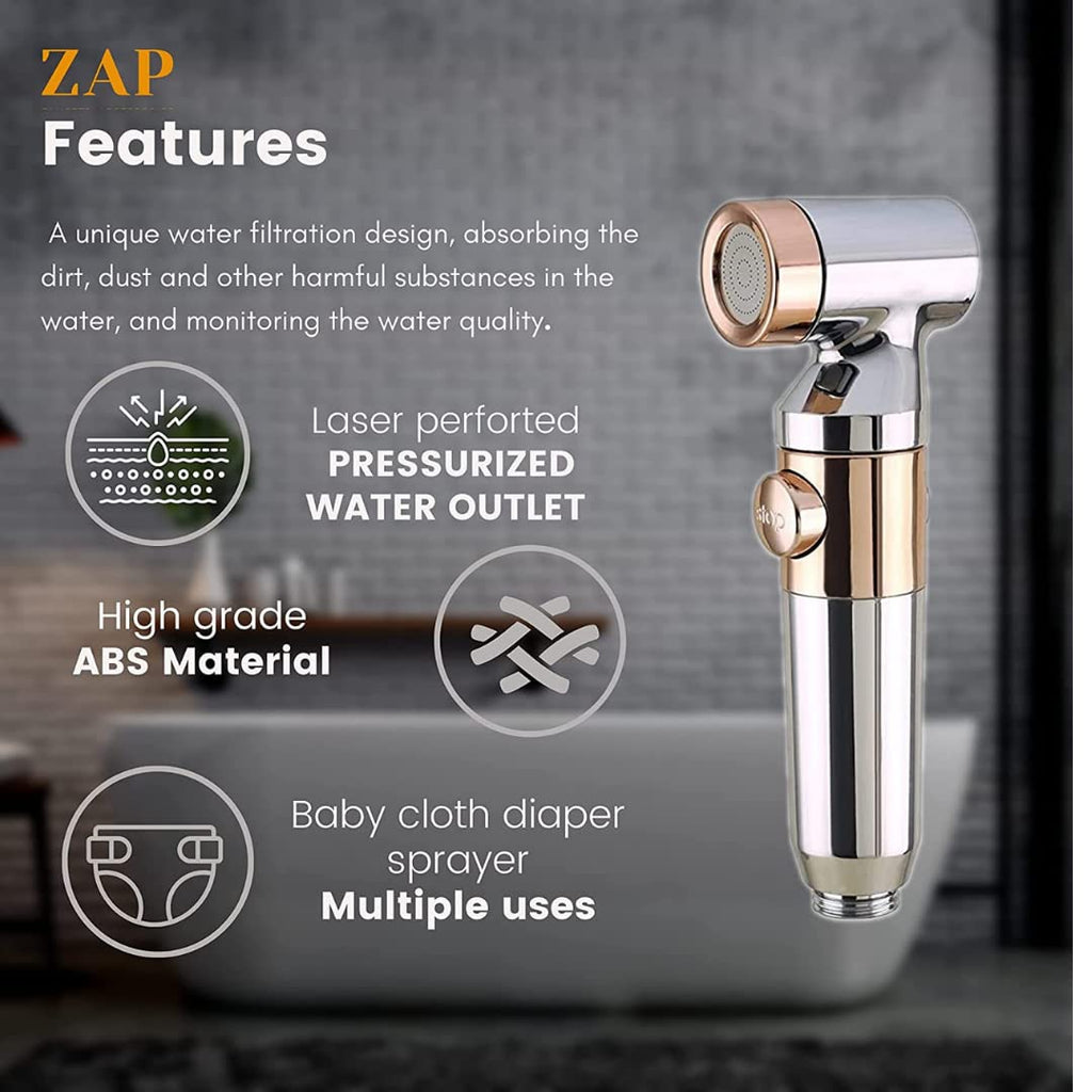 Combo of  Ultra ZX 1034 Health Faucet with Stainless Steel Tube and Wall Hook and Turbo Two in 1 Angle Valve