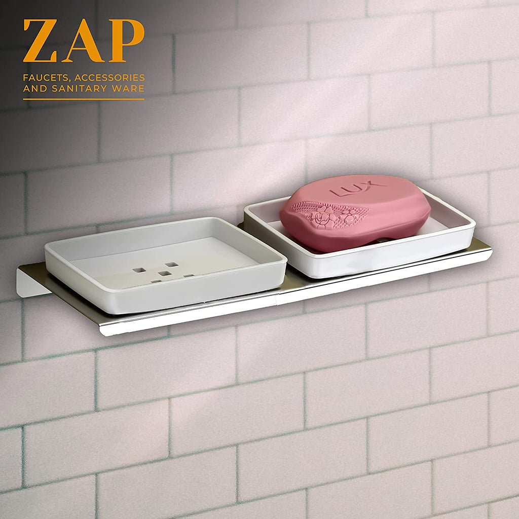 Bathroom Soap Holder 2 in 1 Soap Dish with Draining Tray Wall Mounted Soap Dish Holder for Shower & Bathroom (Double Holder)