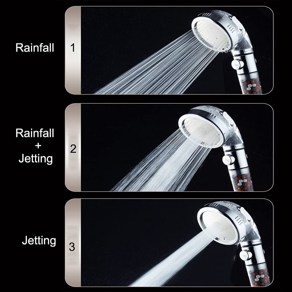 Exotic Series Handheld Shower set High Pressure With ON/OFF Pause Switch & 3 Spray Setting Showerhead (Filter Beads)