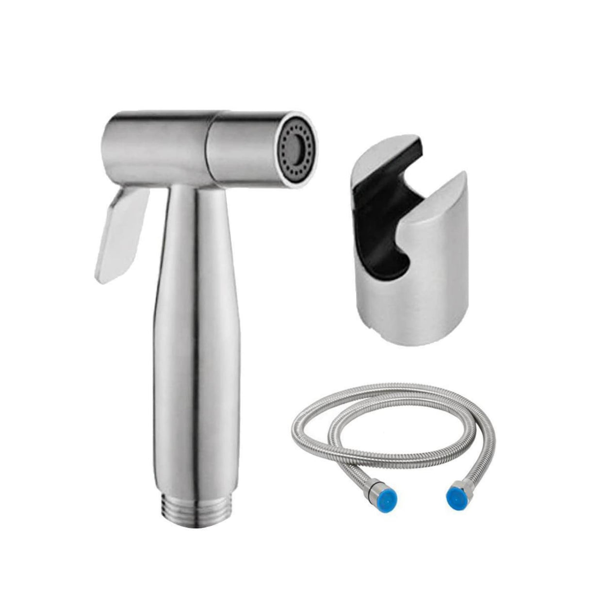 Flora ABS Health Faucet Handheld Spray with 1.5 m Stainless Steel Tube and Wall Hook-Chrome Finish Bidet with Hose and Holder/Clutch Set