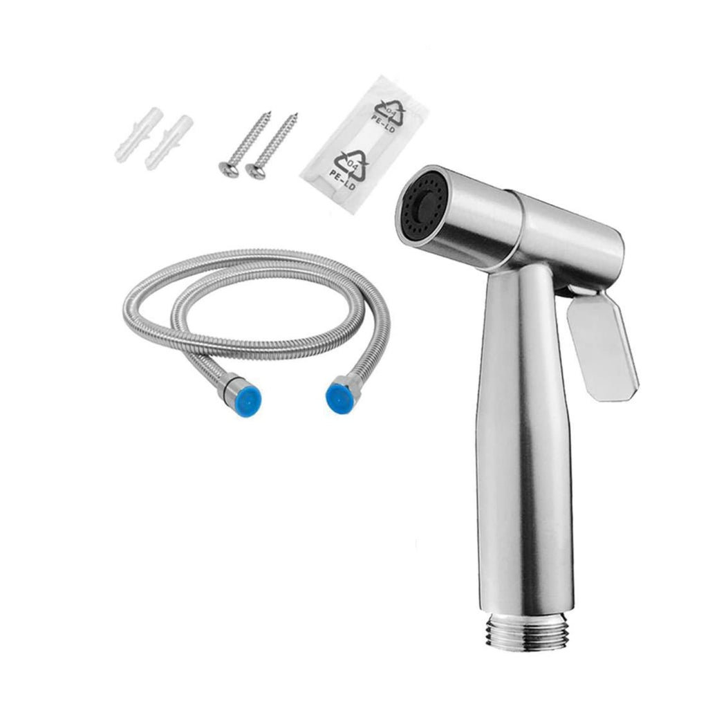 Flora ABS Health Faucet Handheld Spray with 1.5 m Stainless Steel Tube and Wall Hook-Chrome Finish Bidet with Hose and Holder/Clutch Set