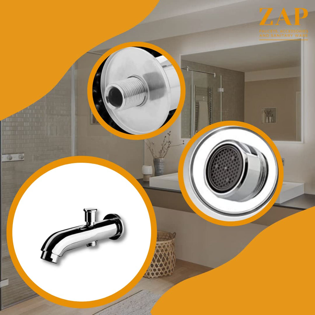 Florentine Series 100% High Grade Brass 2 in 1 Stainless Steel Element Bath Spout with Polished Tip-Ton (Chrome)