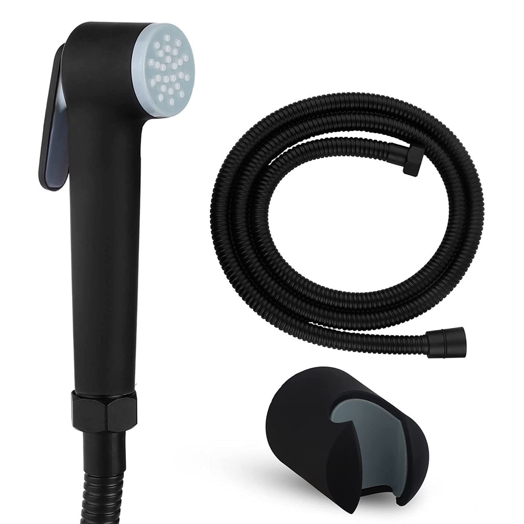 Felix Series ABS Premium Black Health Faucet with Shower Tube and Hook for Bathroom(Glossy Black)