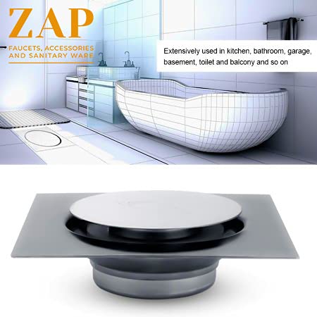 Stainless Steel 15x15 cm Anti Foul Floor Pop Up Grating (Bathroom Floor Drainer/Jali)